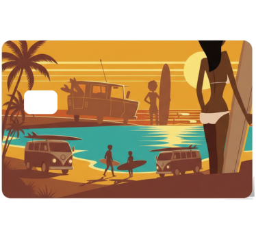 Kreditkarte aufkleber retro strand sonnenuntergang - TenStickers