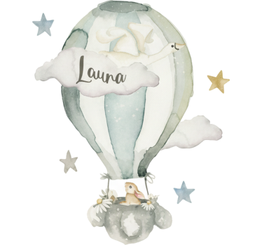 Wandtattoo kinderzimmer ballon mit kaninchen und namen - TenStickers