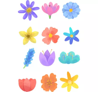 Frühlingsblumen Set Blume Wandaufkleber - TenStickers