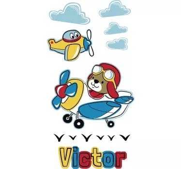 Wandtattoo Kinderzimmer süßer pilotencharakter - TenStickers