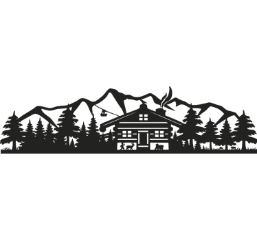 Autoaufkleber berg-hütte silhouette - TenStickers