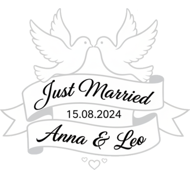 Autoaufkleber "gerade geheiratet" liebesturteltauben - TenStickers