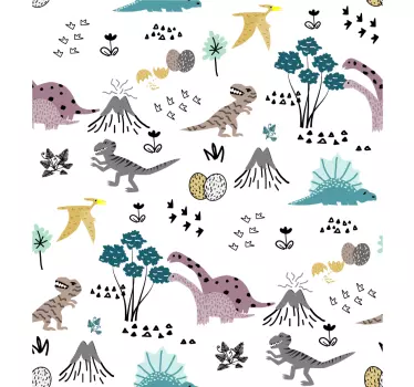 Dinosaurier Landschaft Muster möbelfolie - TenStickers