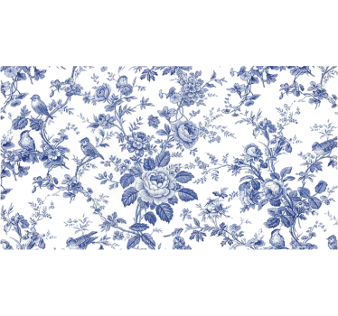 Möbelfolie blaue toile mit floralen singvögeln - TenStickers
