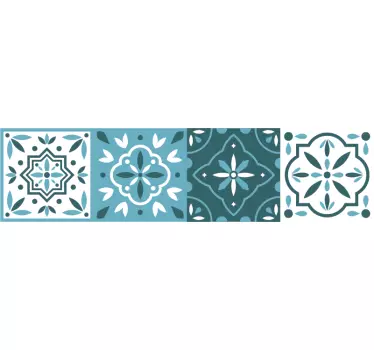 Blautöne geometrische Muster Möbel Aufkleber - TenStickers
