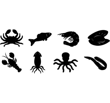 Schaufenster folie meeresfrüchte silhouetten kollektion - TenStickers