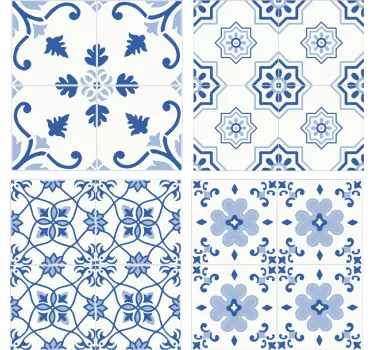 Blaues Porzellanmuster Fliesen Aufkleber - TenStickers