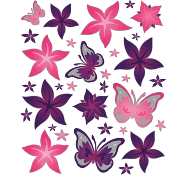 Fahrrad aufkleber mit pinken floralen schmetterlingen - TenStickers