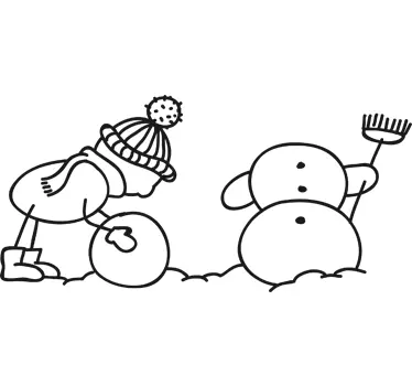 Wandtattoo Kinderzimmer Schneemann bauen - TenStickers