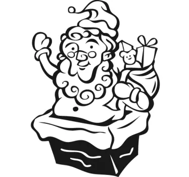 Wandtattoo Weihnachtsmann im Schornstein - TenStickers