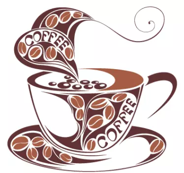 Wandtattoo Küche verzierte Kaffeetasse - TenStickers