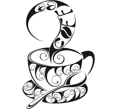 Exotische Kaffeetasse Wandtattoo - TenStickers