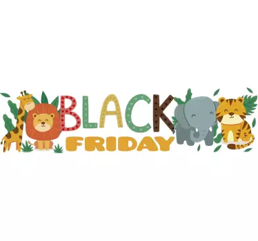 Rabatt aufkleber verspielte tiere black friday - TenStickers