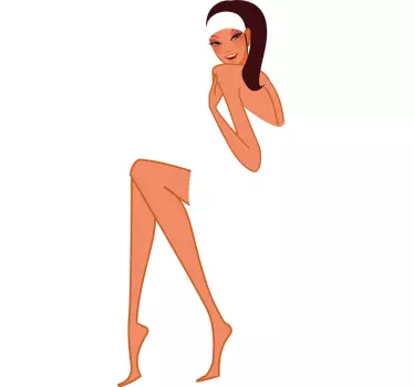 Wandtattoo Badezimmer Frau mit Handtuch - TenStickers