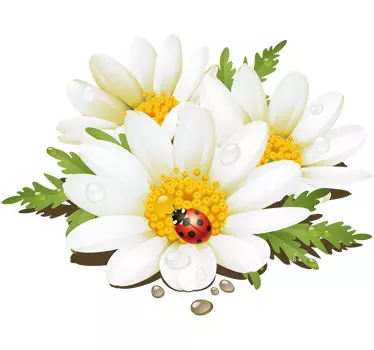 Blumen mit Marienkäfer Aufkleber - TenStickers