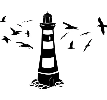 Fensteraufkleber Leuchtturm mit Vögeln - TenStickers