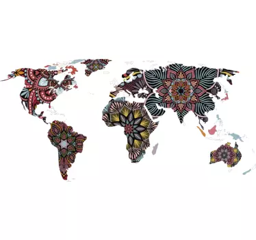 Wandtattoo Weltkarte Mandala - TenStickers