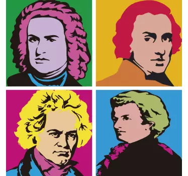 Musikalisches Wandtattoo porträts klassischer komponisten - TenStickers