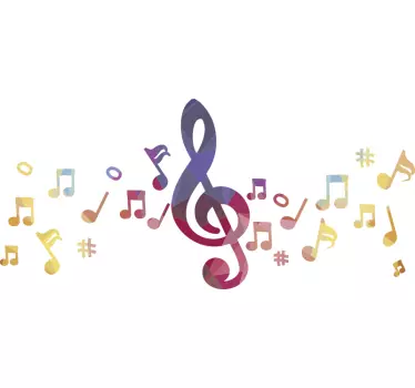 Bunter Notenschlüssel musikalisches wandtattoo - TenStickers