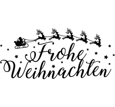 Weihnachtsaufkleber "Frohe Weihnachten" Schlitten - TenStickers