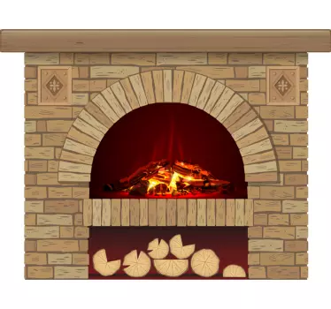 Ziegel kamin visuelle effekte wandtattoo - TenStickers