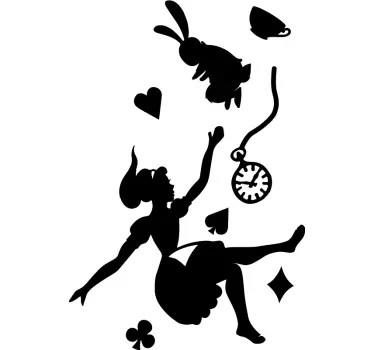 Alice und das weiße kaninchen märchen wandtattoo - TenStickers