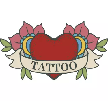 Schaufenster Folie herz mit floralen elementen - TenStickers