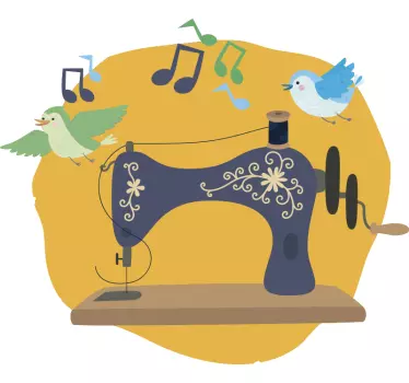 Nähmaschine mit Vogel Aufkleber - TenStickers