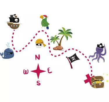 Wandtattoo Kinderzimmer Schatzkarte - TenStickers