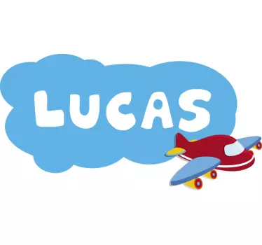 Wandtattoo kinderzimmer mit flugzeug und namen - TenStickers