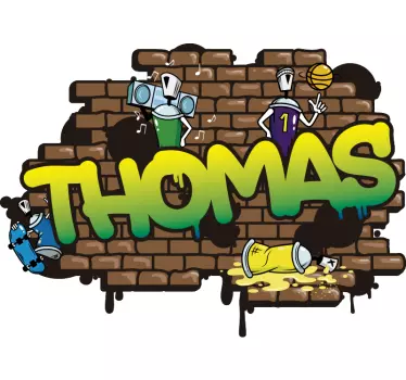 Graffiti name brick hintergrund städtischen aufkleber - TenStickers