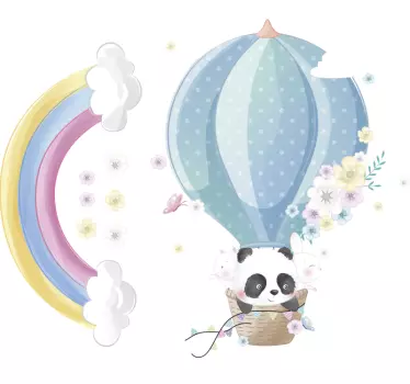 Panda im Heißluftballon Wandtattoo Kinderzimmer - TenStickers