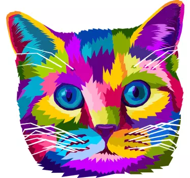 Bunte Katze Notebook Aufkleber - TenStickers