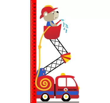 Feuerwehrauto Messlatten Wandtattoo Kinderzimmer - TenStickers