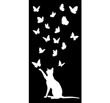 Fensteraufkleber Katze und Schmetterlinge - TenStickers