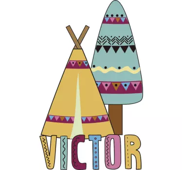 Wandtattoo kinderzimmer lebhaftes tipi und baum - TenStickers