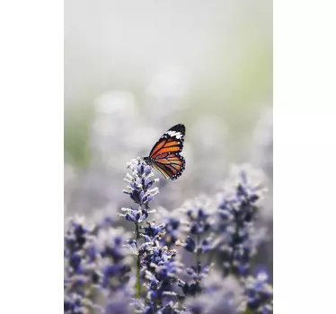 Fensteraufkleber Schmetterling auf Lavendel - TenStickers