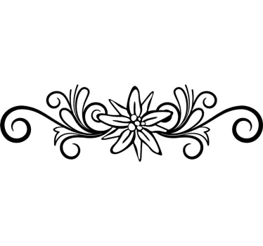 Wandtattoo Wohnzimmer Edelweiß mit Schnörkel - TenStickers
