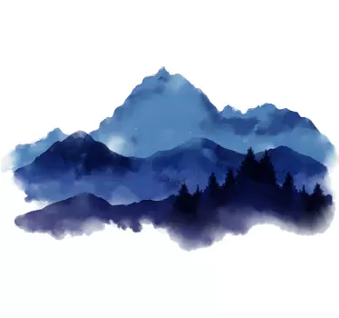 Wandtattoo Berge Aquarellblau - TenStickers