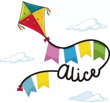 Wandtattoo Kinderzimmer drachenbanner und name - TenStickers
