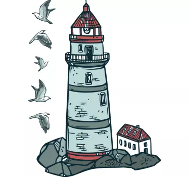 Leuchtturm Illustration Wandtattoo - TenStickers