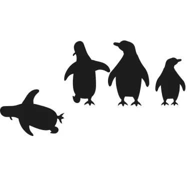 Pinguine springen glastür aufkleber - TenStickers