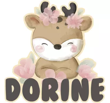 Wandtattoo kinderzimmer niedliches reh mit blumen - TenStickers