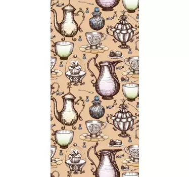 Folie kühlschrank im vintage küchengeräte muster - TenStickers