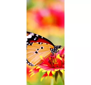 Folie Tür bunte schmetterlingsblüte - TenStickers