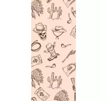 Folie tür mit westlichem themenkunstwerk - TenStickers