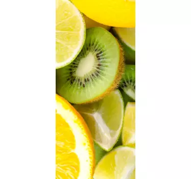 Folie Tür zitrusfrüchte und kiwi - TenStickers
