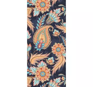 Folie Tür botanisches paisley-motiv - TenStickers