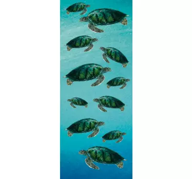 Folie Tür schwimmende meeresschildkröten - TenStickers