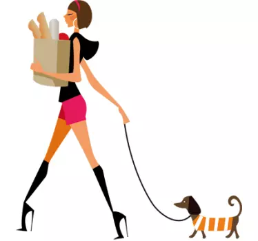 Wandtattoo glamuröse Frau mit Hund - TenStickers